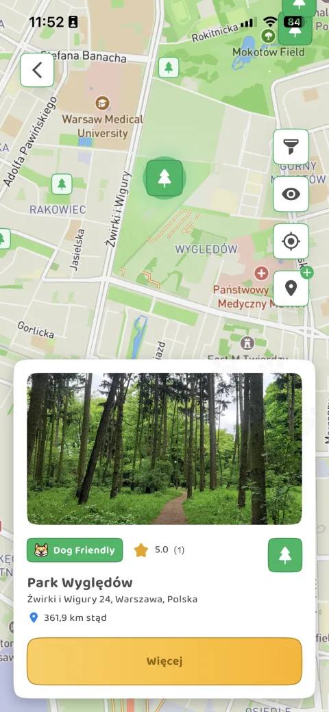 Karta miejsca w DOGOUT: Park Wyględów w Warszawie ze zdjęciem, oceną i adresem dodanymi przez opiekuna